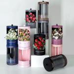 CMYK Printed Cylinder Shape Gold Stamping Logo Pink Flower Packaging Box for