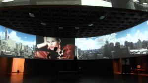 China Large Tripod Motorized Curved Projection Screen Home Movie Theater Projectors on sale
