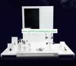 White Acrylic CounterJewelry Display Set for Showcase Foldable Plexiglass