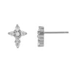 18K Gold Plated Micron Pave Cross Stud Earring in 925 Sterling Silver for Girls