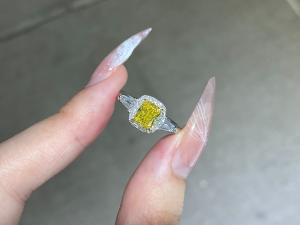 Wholesale IGI Certified Lab Created Yellow Diamond Ring 1.03ct VVS2 Cushion Shape from china suppliers