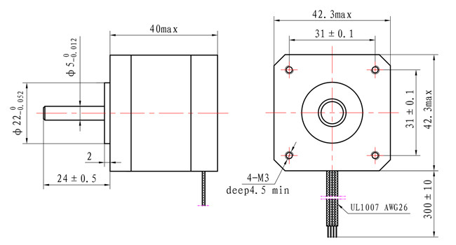 【42SHD4231】NEMA 17 Bipolar Stepper Motor DC 12V 1.7A 40mm body with 4 wire for CNC Machine
