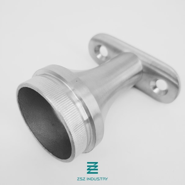 Fixed Saddle Handrail Support Brackets / Handrail Mounting Brackets Satin Brushed Polish