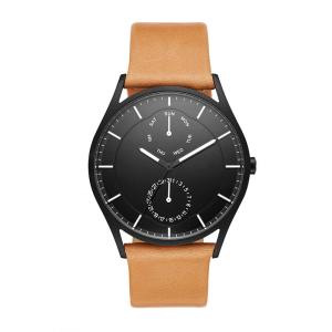 Wholesale IP black sanded 3 atm water resistant stainless steel watches tan leather strap from china suppliers