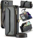 iPhone 13 case, zipper wallet with 7 cards, leather magnetic flip-flop wristband