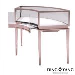 Custom Rose Gold Curved Jewellery Display Counter Showcase