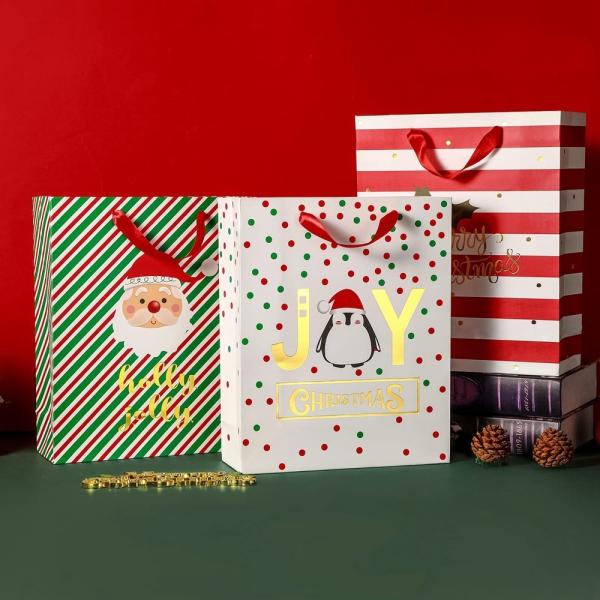 Custom Christmas Style Gift Packaging Card Paper Shopping Bag Logo and