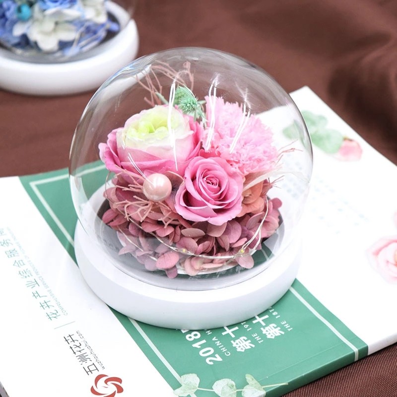 Real preserved rose flowers gift forever rose in glass ball wholesale price
