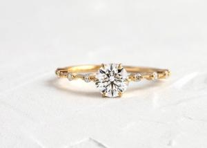 Wholesale 1.0ct Moissanite Diamond Rings , Round Cut Engagement Rings 6.5MM ODM from china suppliers