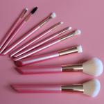 9 Pieces Glitter Pink Pretty Pink Makeup Brush Collection Skin Like Finish