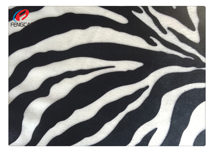 Short Plush Velboa Polyester Velvet Fabric Printed Zebra Stripe Pattern