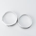 Pure Color Diamond Textured White Gold Wedding Bands For Couples