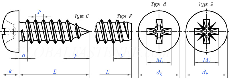 DIN 7981 Cross Recessed Pan Head Self Tapping Screws Plain Dacromet Galvanization