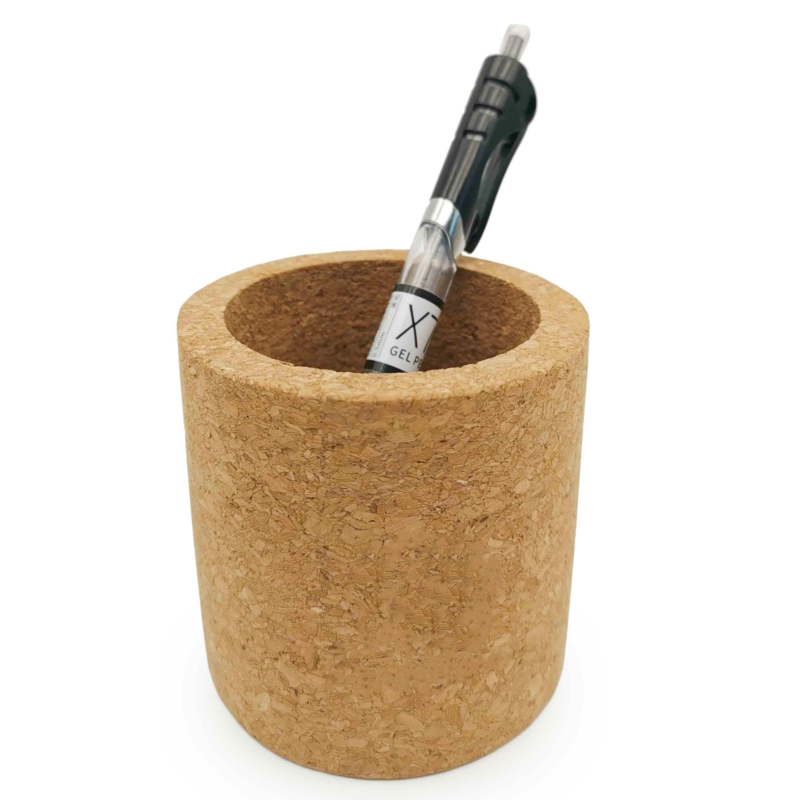H. 10cm Cork Pen Pot Holder Office Stationery Lightweight Desk Tidy