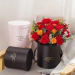 Handmade Custom Gold Foil Logo Black Flower Hat Gift Box for Fresh Flower