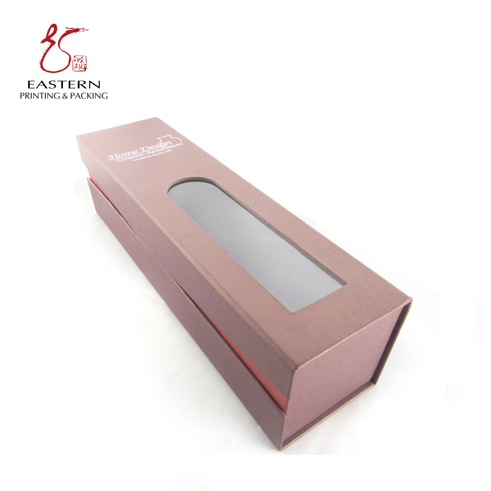 Pink PVC Window Cardboard Packaging Boxes For Wine Packaging
