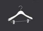 Half White Color Wooden Clothes Hangers With Metal Clips Easily Hanging