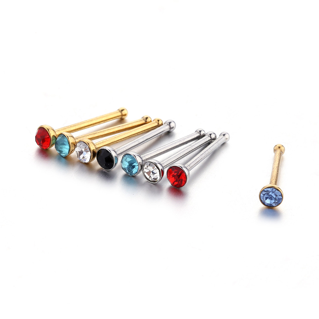 Newest piercing nose stud candy color crystal nose ring nose stud stainless steel piercing jewelry