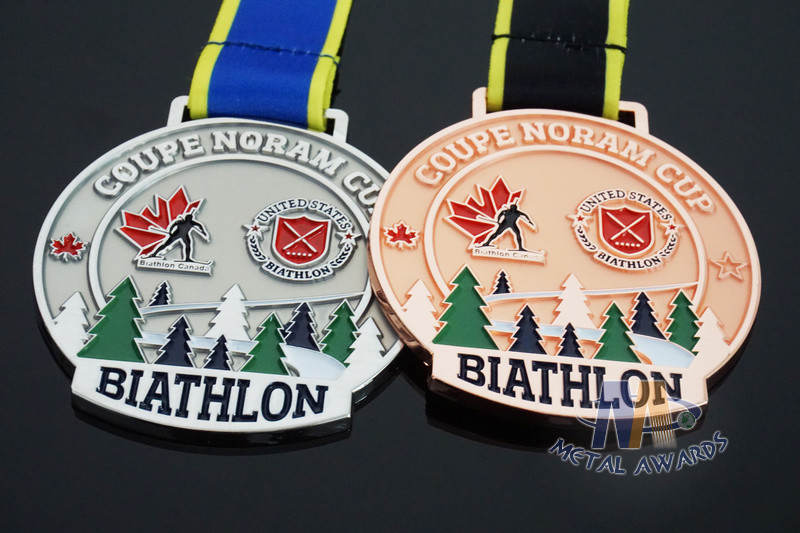 Sublimated Ribbon Custom Sports Medals Athletics Medals For Canada Sports Skiing Events