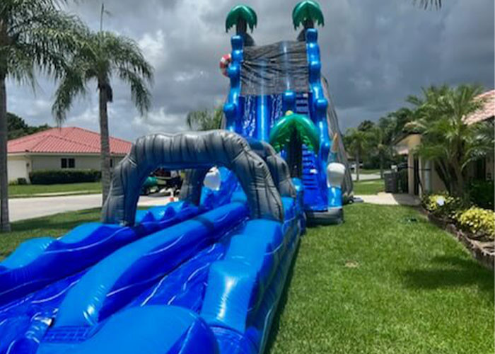 Large Inflatable Water Slides Blue Outdoor Commercial Grade Inflatable Water Slide
