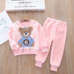 18kg Winter Toddler Unisex Children Thermal Bear Flannel Pajamas Set OEM