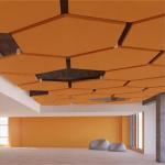 NRC 0.75 Acoustic Soundproof Ceiling 25mm Fiber Glass Ceiling Panel
