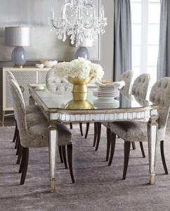 Wholesale Luxury Mirrored Dining Table With Grey Wooden Chair 8 Person Seats from china suppliers