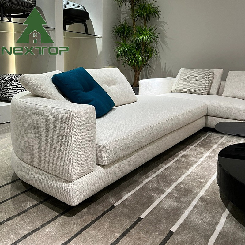 White Semi Circular Linen Sofa Interior Decoration Villa Living Room Office Area