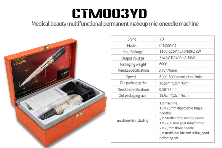 Noiseless Semi Permanent Makeup Machine Kit Microblading Tattoo Pen Set