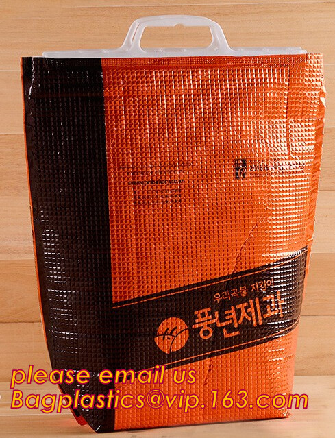 Reusable aluminium foil thermal insulation material cooler bag for picnic with Strapping tape closureRecycled PP Woven Plast