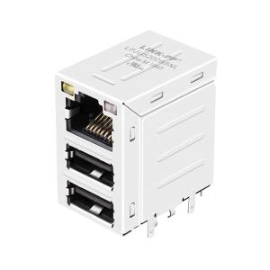 Wholesale LPJU5202BSNL 1000 Base-T RJ45 Mag jack Dual USB Combo Tab Up Yellow/Orange&amp;Green LED from china suppliers