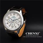 2015 Business Watch Leather Watch Strap Black White Original Japan Movt