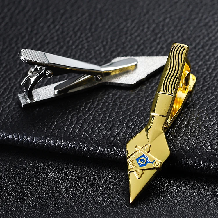 Gold Silver Plated Soft Enamel Masonic Tie Clips Airplane Tie Clip Engraved Tie Pin