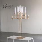 New saixin good quality 13 arms gold metal candelabra for wedding centerpieces