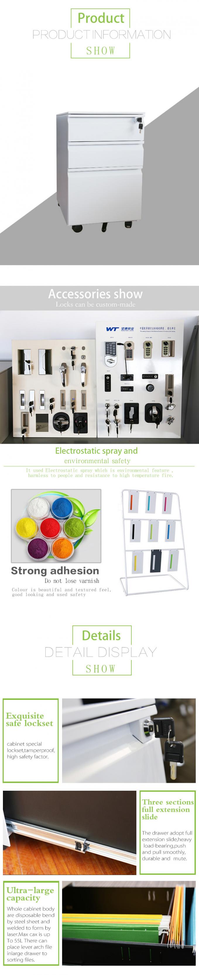0.6mm Steel Storage Keylock H620mm Rolling File Cabinet System