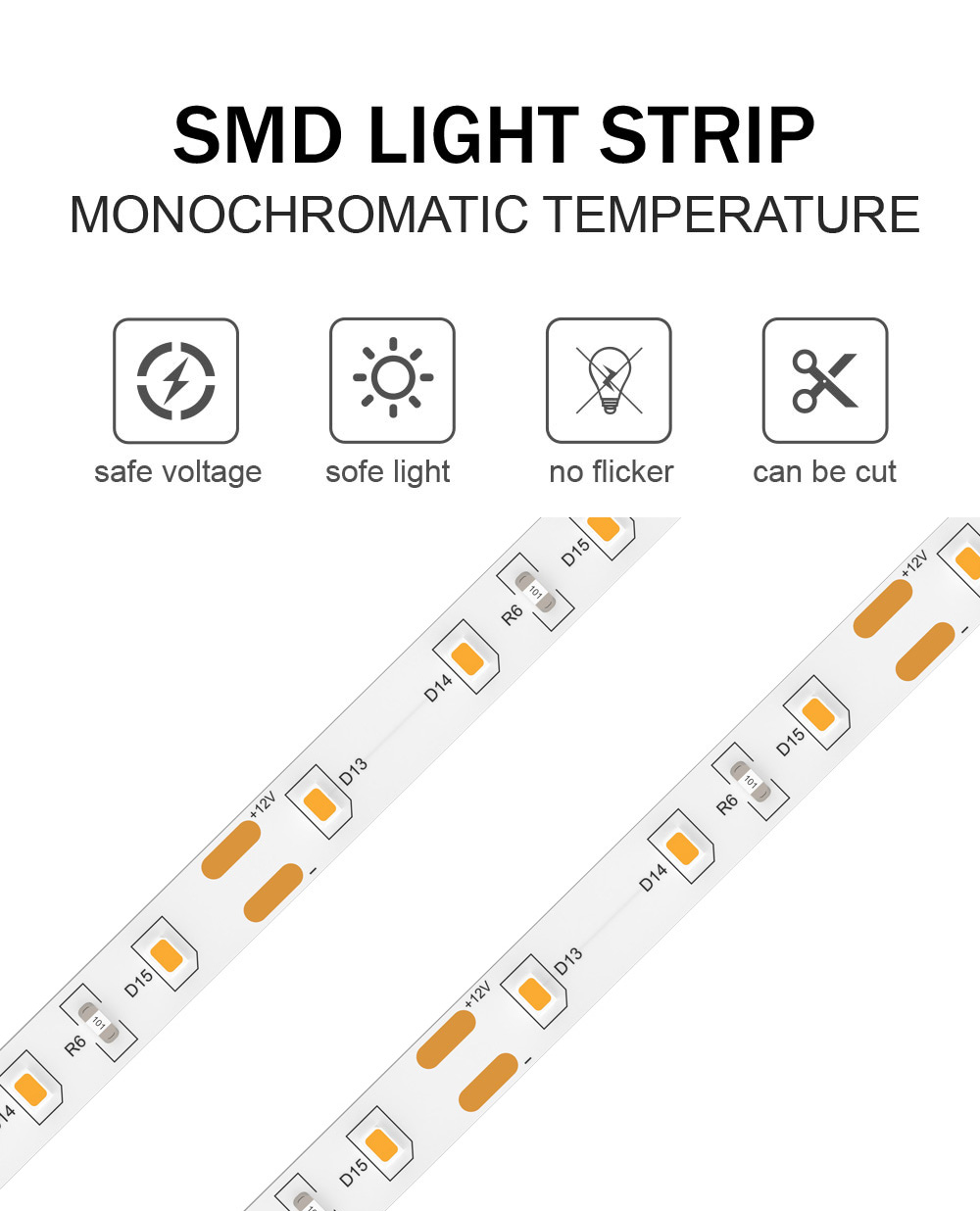LED Type SMD 2835 High brightness 5v 8mm 120leds 6500K White for kitchen living lighting