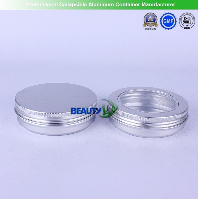 100ml Empty Cosmetic Cream packaging Aluminum jars with clear Windows