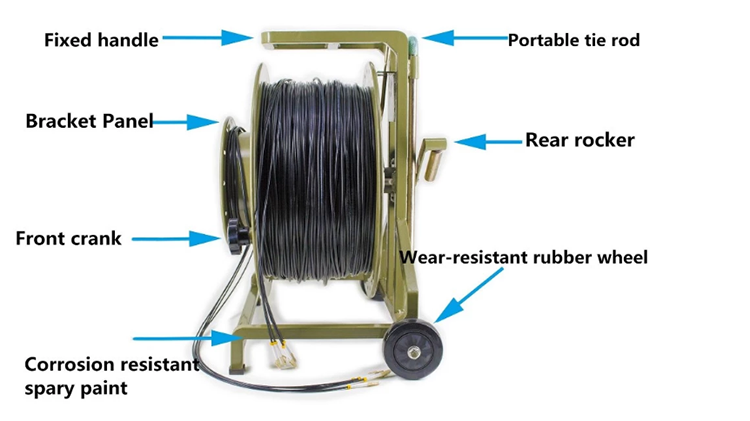 Portable Field Deployable Tactical Fiber Optic Cable Reel 500 Meter