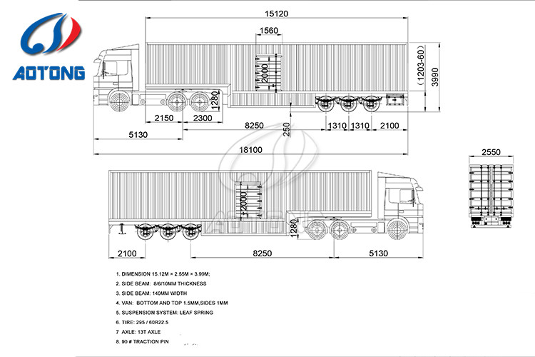 40 Tons Max Payload 13 Ton Axle Enclosed Dry Wing Van Semi Trailer for Express Logistics