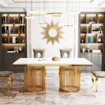 Premium Stainless Steel Marble Dining Table For Upscale Dining
