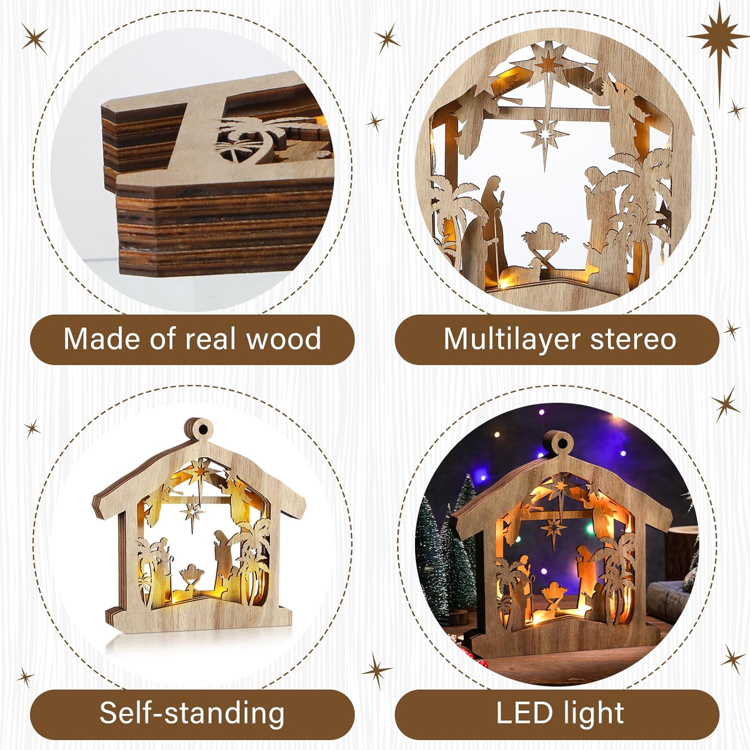 Christmas Nativity Scene Ornament Wooden Nativity Set Christmas Ornament