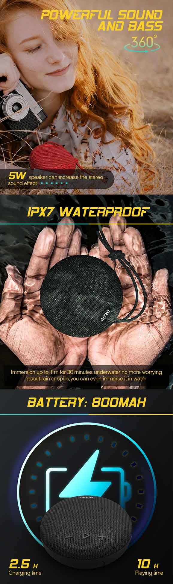 Portable Wireless Mini Outdoor Speaker With Bluetooth TWS Function Support Custom Color and Logo
