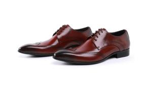 Wholesale Custom Brogue Brown Brush Off Leather Shoes Comfortable Dress For Men from china suppliers