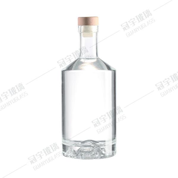 750ml Cylindrical Vodka Glass Wine Bottle Glass Bottle with Acid Etch Surface