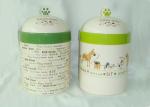 Decaled Pet Ceramic Treat Jar With Silicone Seal Strong Dolomite Stoneware