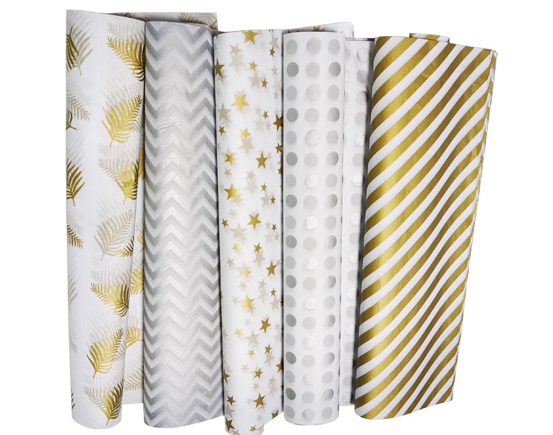 Foldable Birthday Gift Wrapping Paper Golden Printing For Clothing Shoe