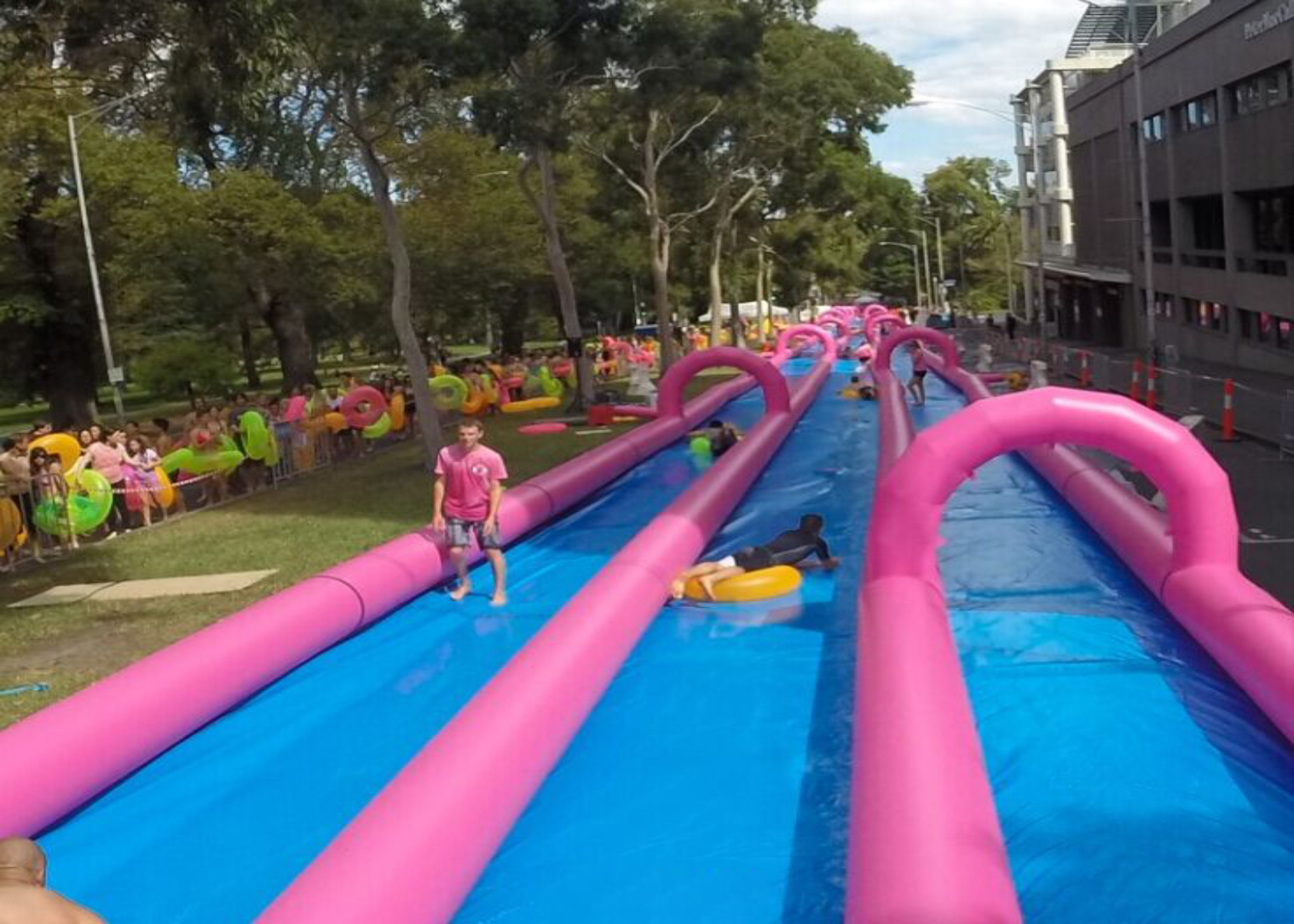 Outdoor Wet Longest Giant Inflatable Slide With 0.9mm PVC Tarpaulin Slide