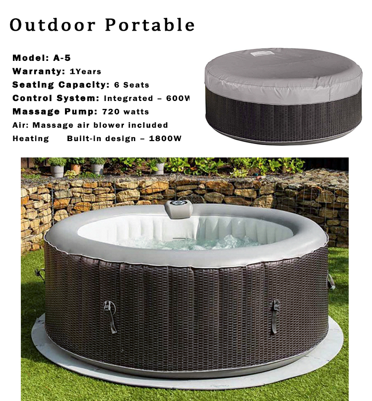 4 People Inflatable Spa Bathtub Outdoor Hot Tub Spa Inflatable