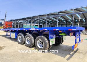Wholesale Blue 30 Foot Flatbed Semi Trailer Custom Flatbed Semi Trailers Tri Axles from china suppliers