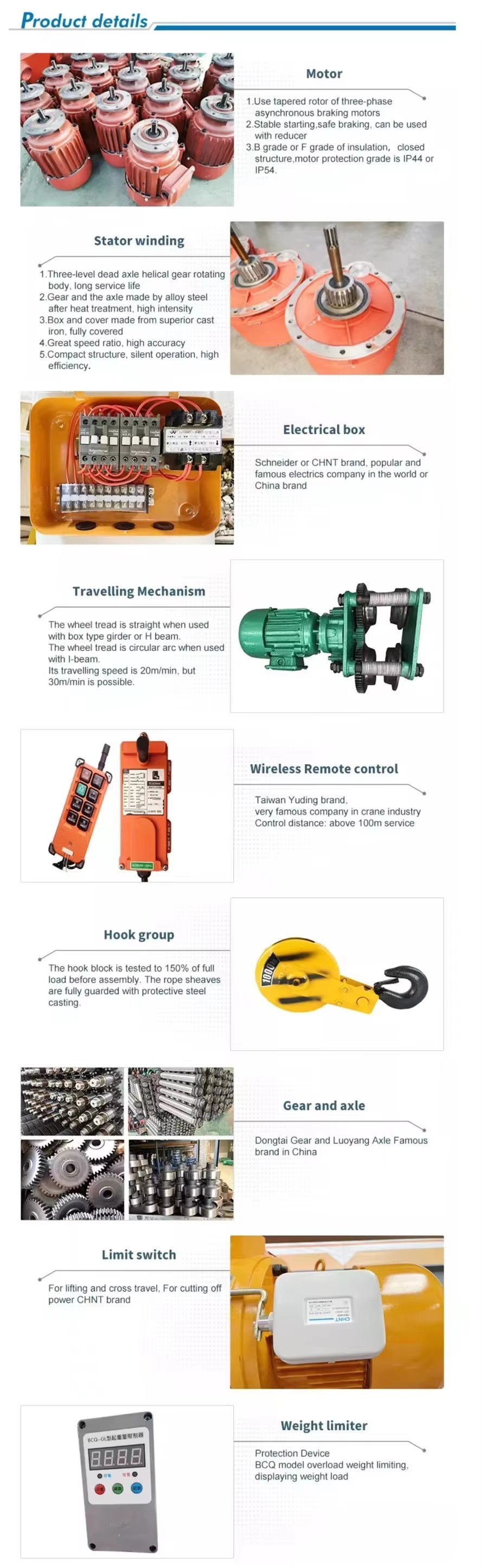 Quality Assurance Electric Wire Rope Motor Hoist Wear-Resistant Electric Hoist Crane